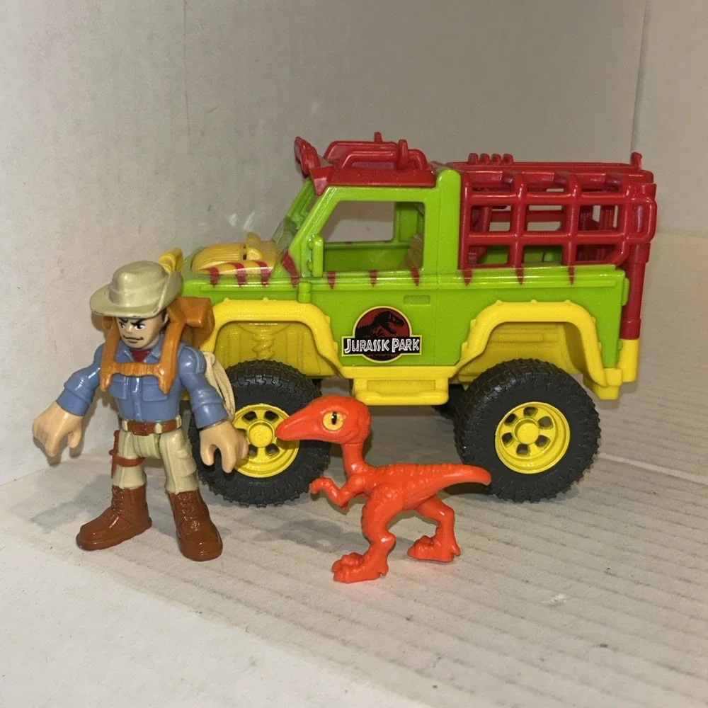 2014 Imaginext Jurassic Park World Dr. Grant‎  Figure and Jeep Car Truck E1